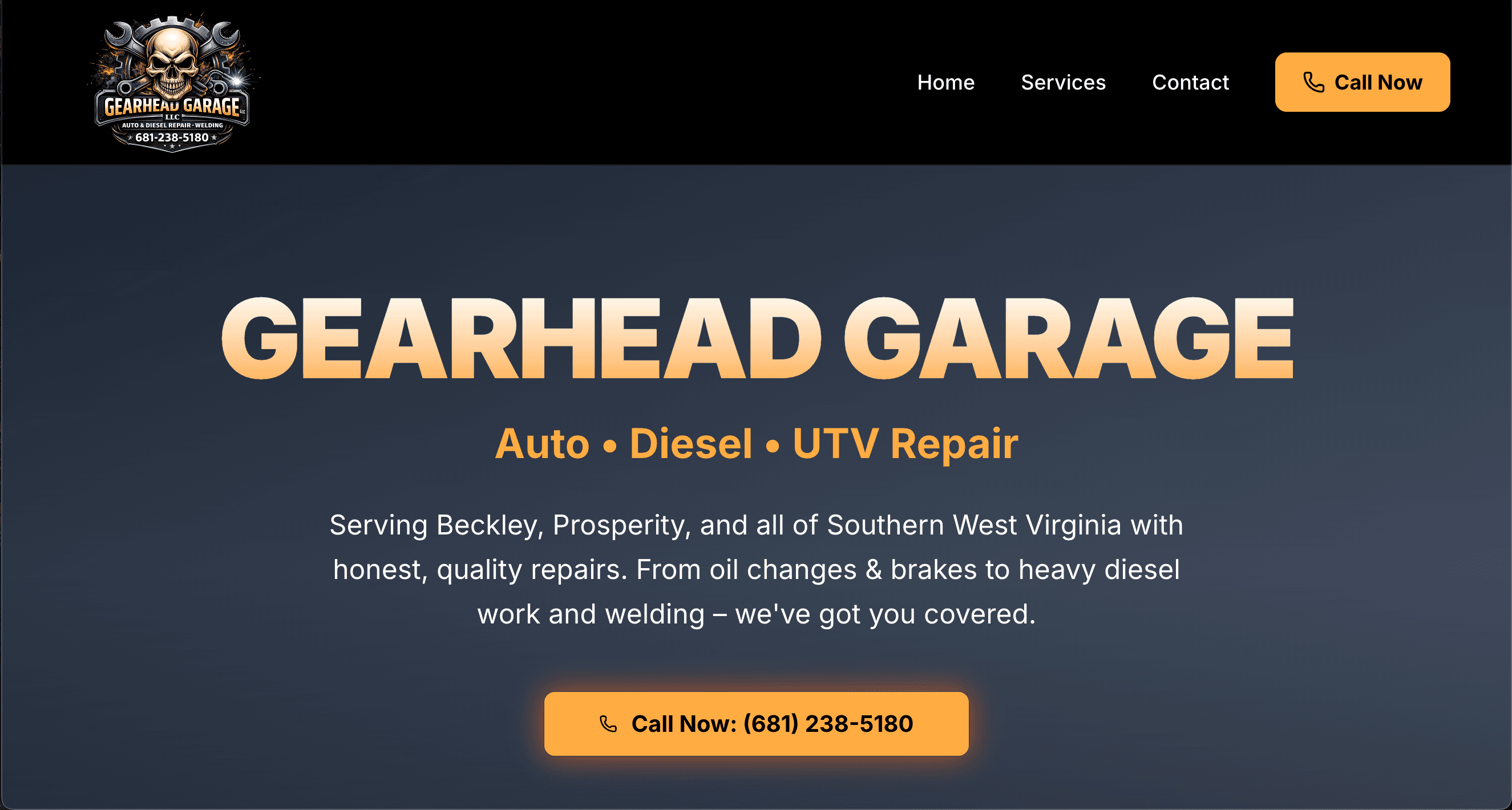 Gearhead Garage website screenshot